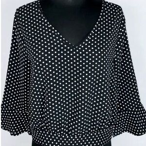 honey peace Black and White Polka Dot Blouse